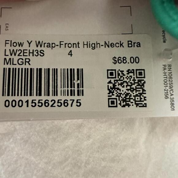 Lululemon Flow Y Wrap-Front High-Neck Bra B/C Maldives Green Size 4 *rare* NWT - Picture 2 of 4